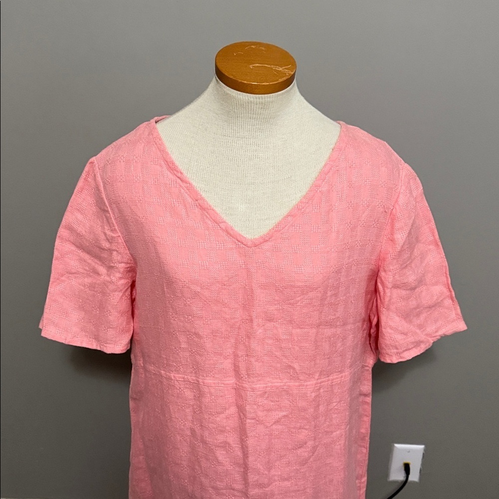 NWT!! Eileen Fisher - Textured Irish Linen Maxi Dress - Pink - Size Large - Picture 2 of 11